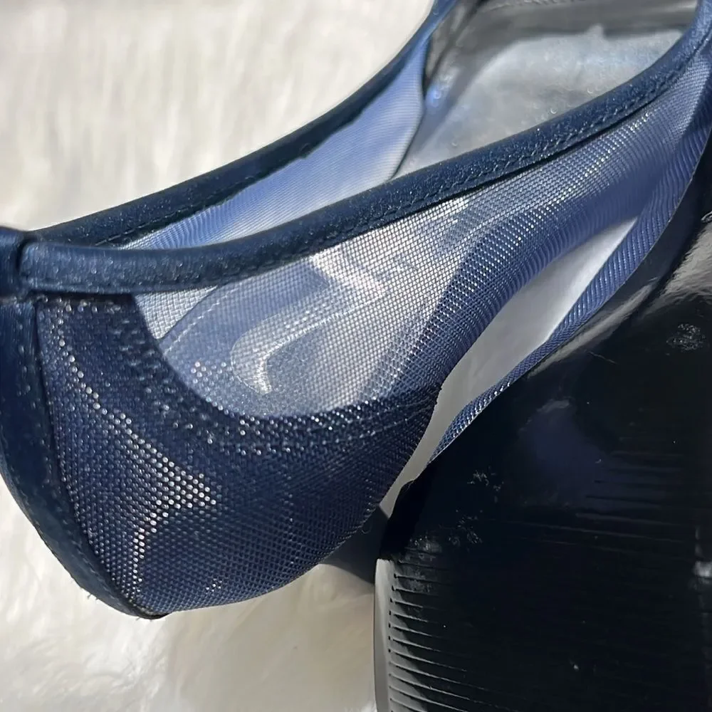 Nina raizel Navy Blue Sheer Ruffled pumps‎ Size 6M.  B78